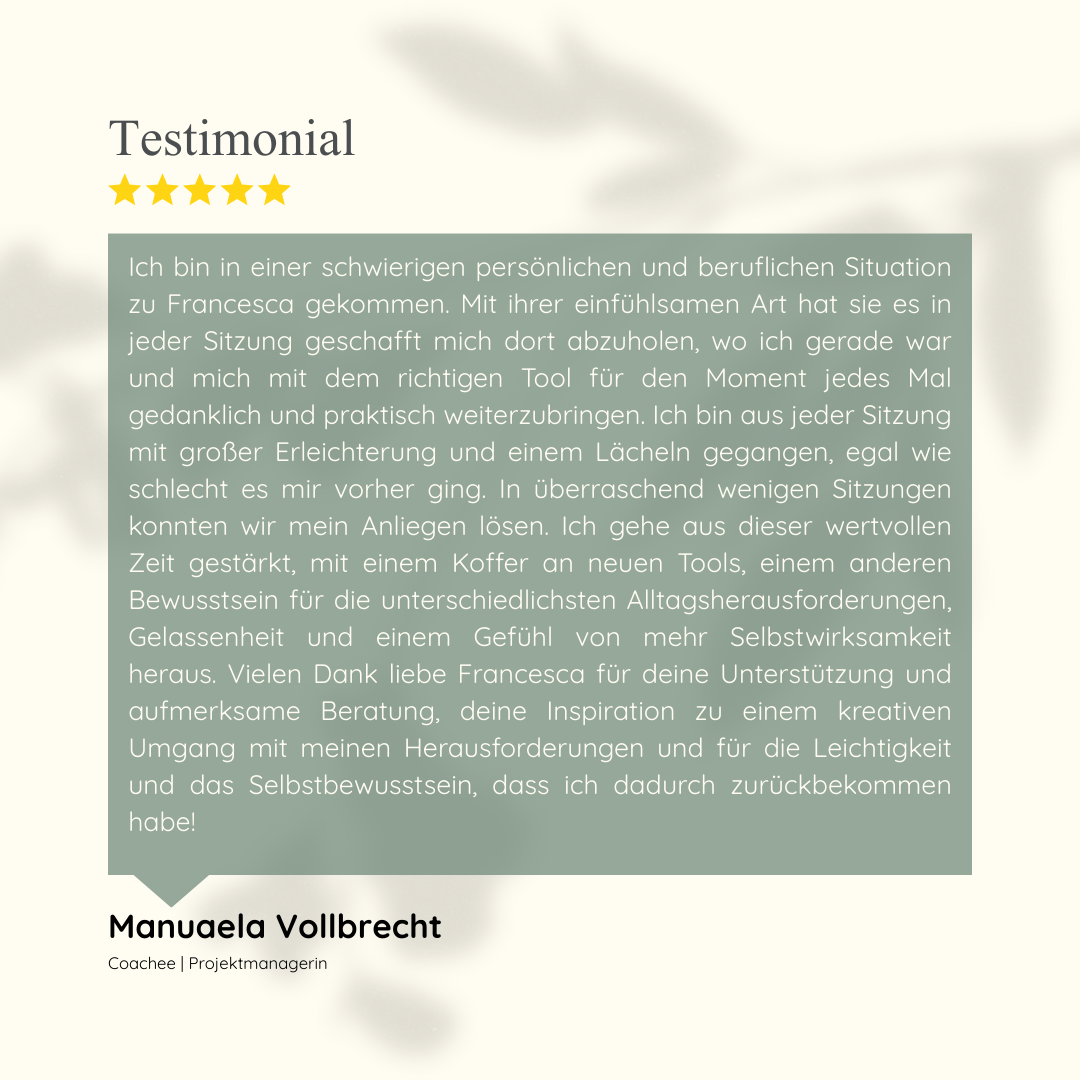 5 Stern Testimonial für Francesca Bommer