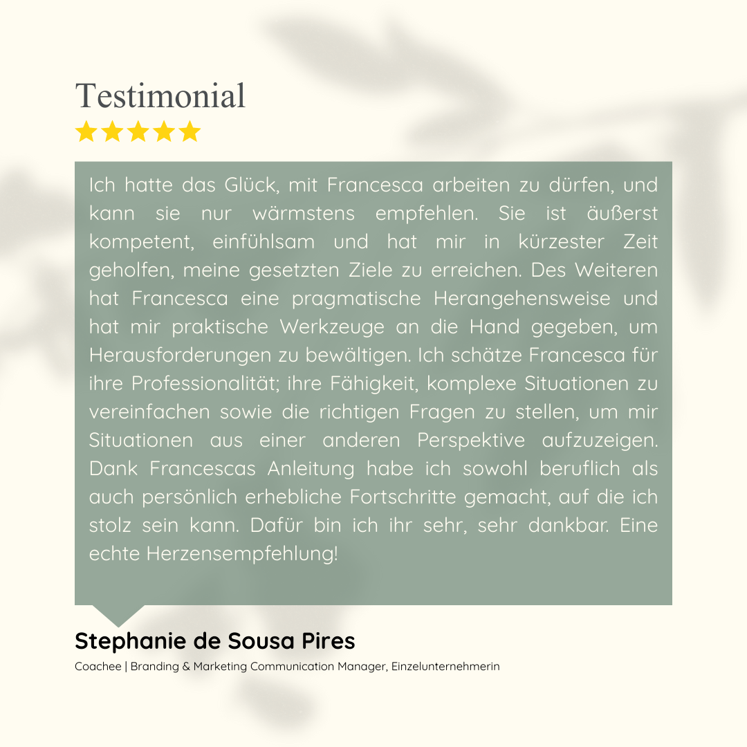 5 Stern Testimonial für Francesca Bommer