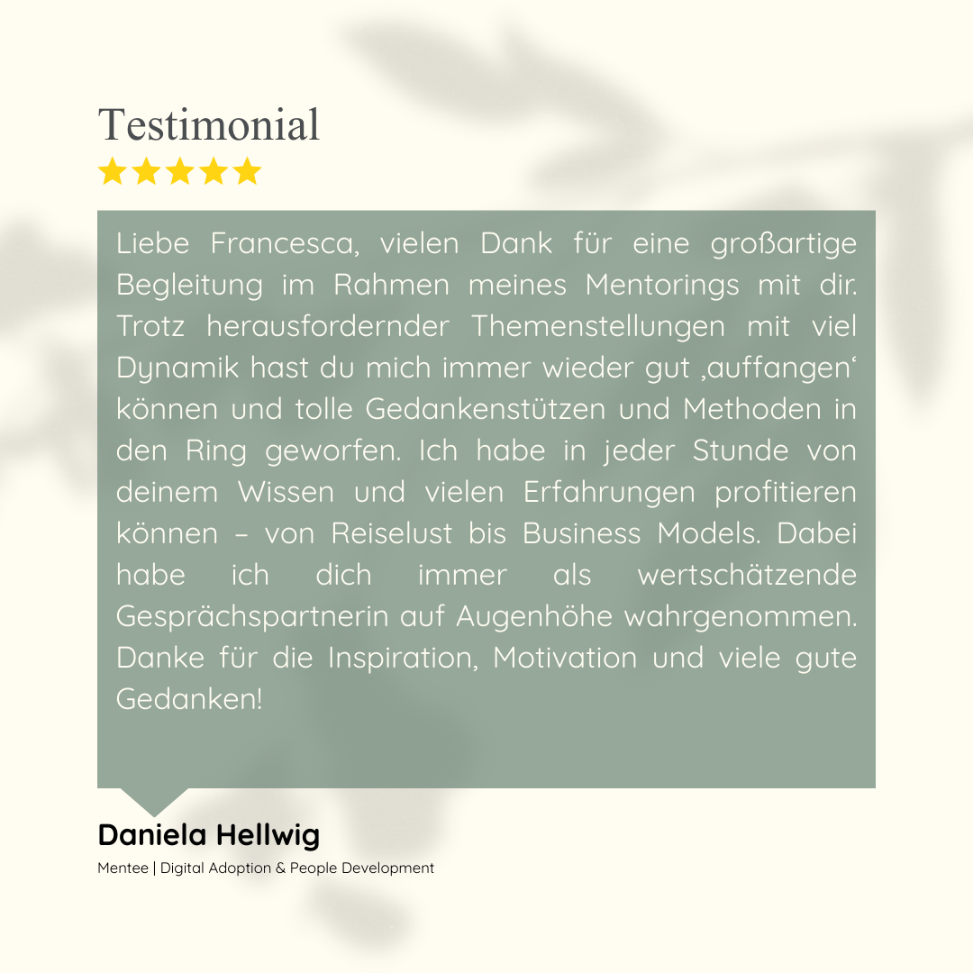 5 Stern Testimonial für Francesca Bommer